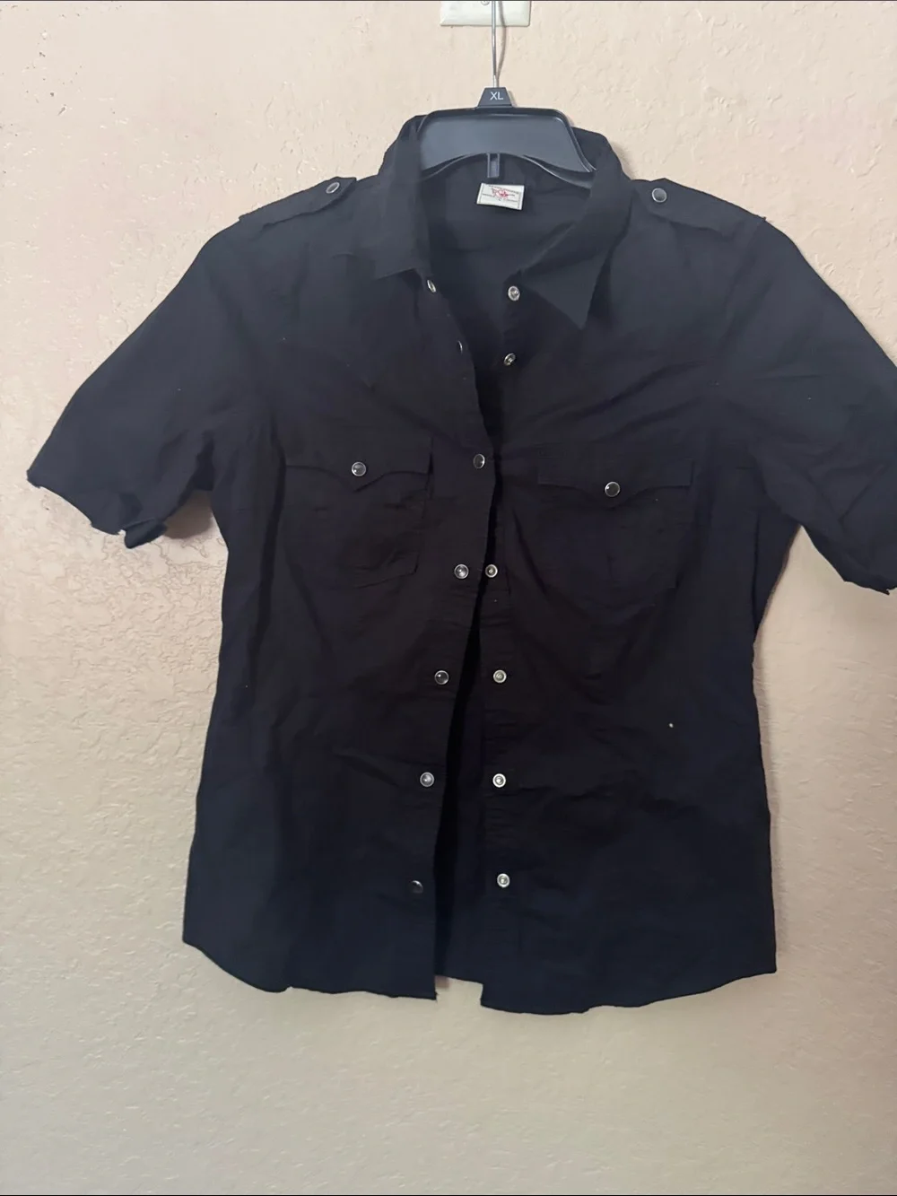 True Religion Men's Black Short-Sleeve Button-Down Shirt